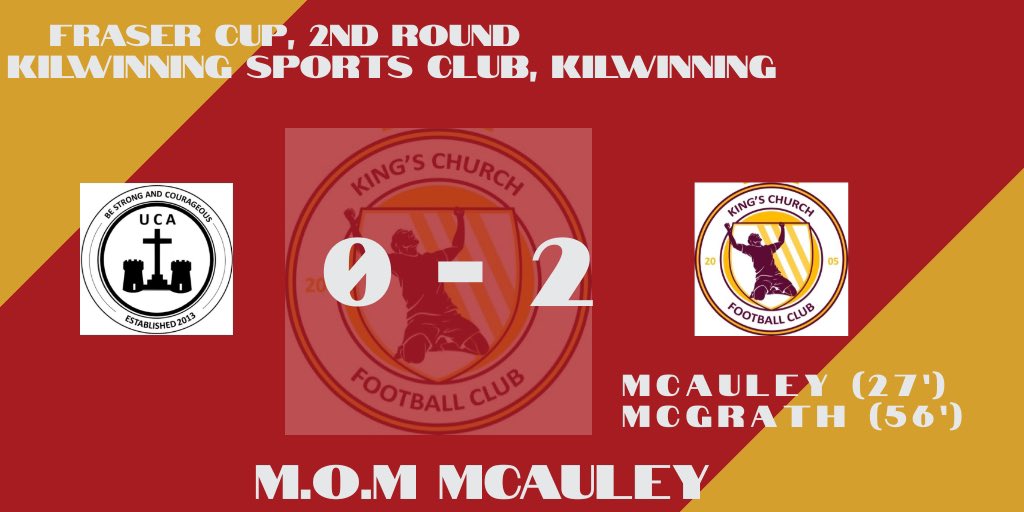 A good win in the Fraser sees us into the next round. A good win especially after a few weeks off. All the best to <a href="/UCAFC/">United Churches Ayr</a> for the rest of their season, credit to their keeper who put in a decent performance despite being injured. 👏🏻