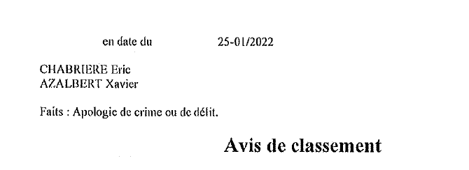 Le groupuscule Limousin a incité un raid juridique de harcèlement avec de nombreuse plaintes.
Le but discréditer et faire taire

Toutes les plaintes classées. 
Monox, Cremieux, Gorincour ...