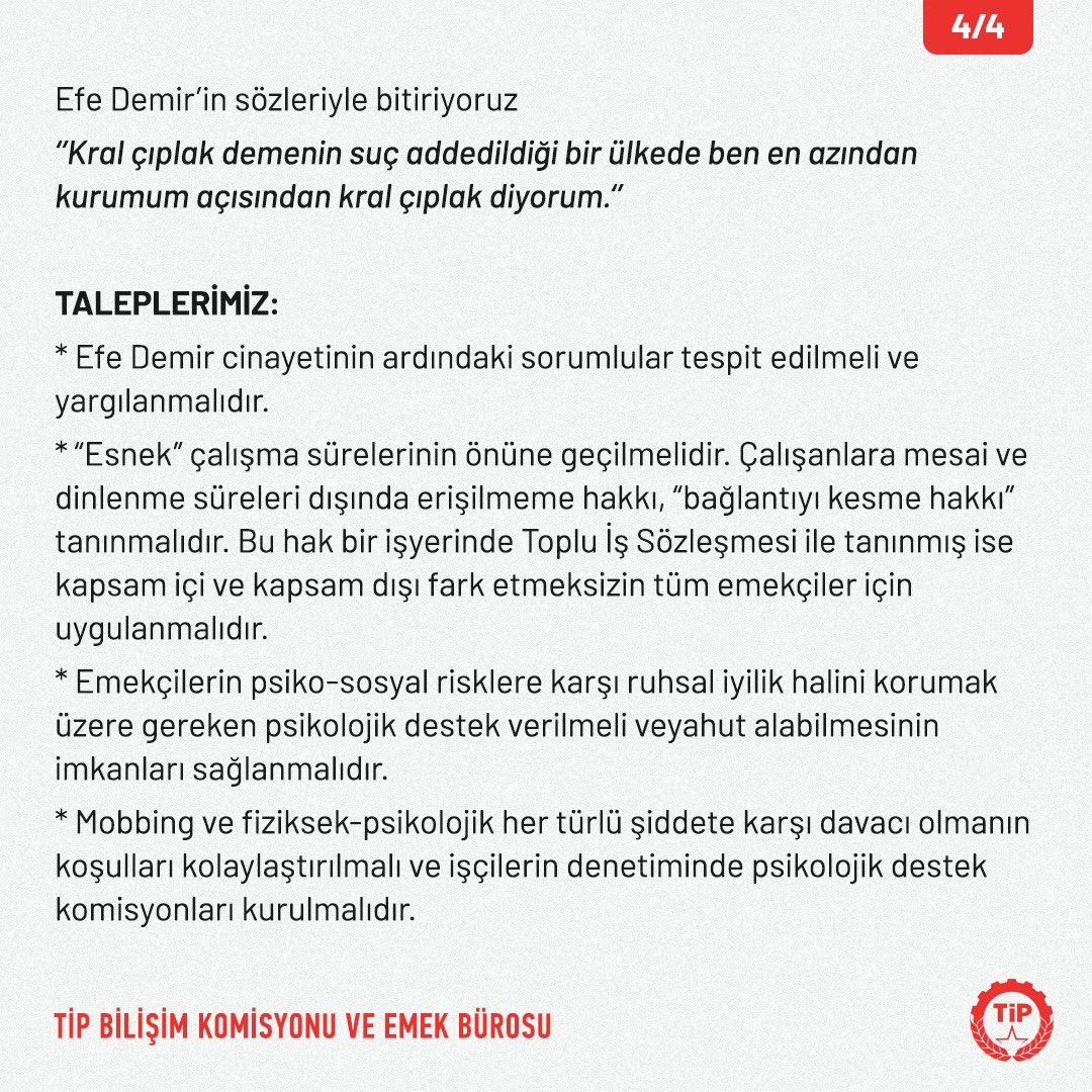 Hayatlarımız kârlarınızdan değerlidir!

#EfeDemir için adalet aramaktan asla vazgeçmeyeceğiz!