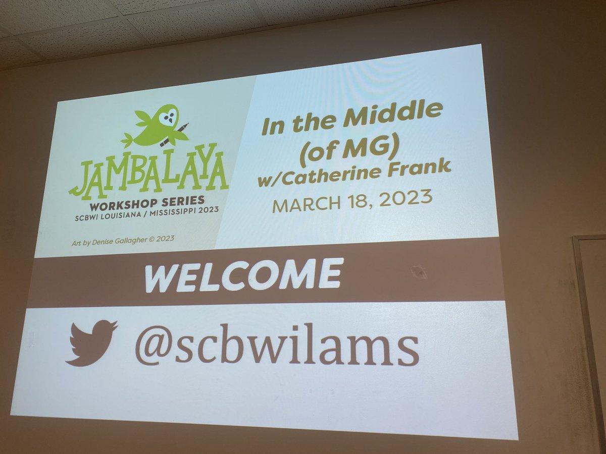 scbwilams's tweet photo. It’s JambaLAya Workshop day with @peachtreepublishing editor Catherine Frank for #mgkidlit In The Middle of (MG). Who’s Ready? @universityofneworleans https://t.co/7JEgfZqiqN