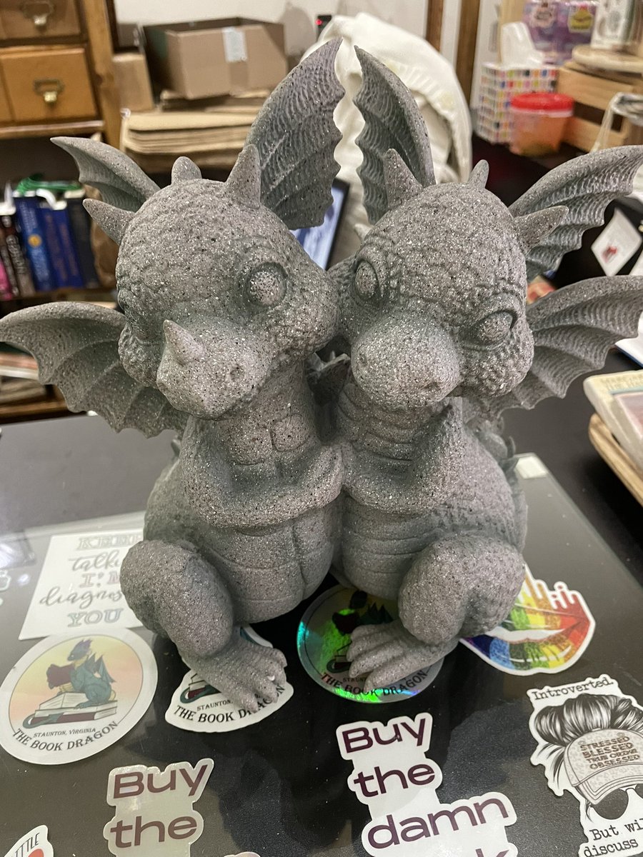 thebookdragons1's tweet photo. New dragon pups for the shop! And it’s twins.  Thank you Tony and Kari. #dragon #dragonets #thebookdragonshopstauntonva #indiebookstore #shoplocal #bookshops #windowdisplay https://t.co/nNzU1BE3eL