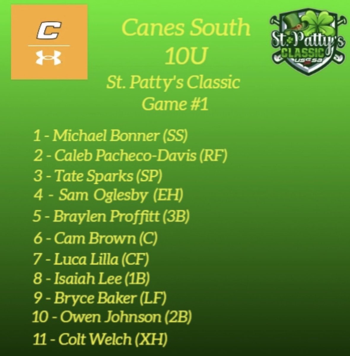 CanesSouth's tweet photo. Game one starts at 11 AM for 10U! #TheCanes https://t.co/skdb3v8Mvj