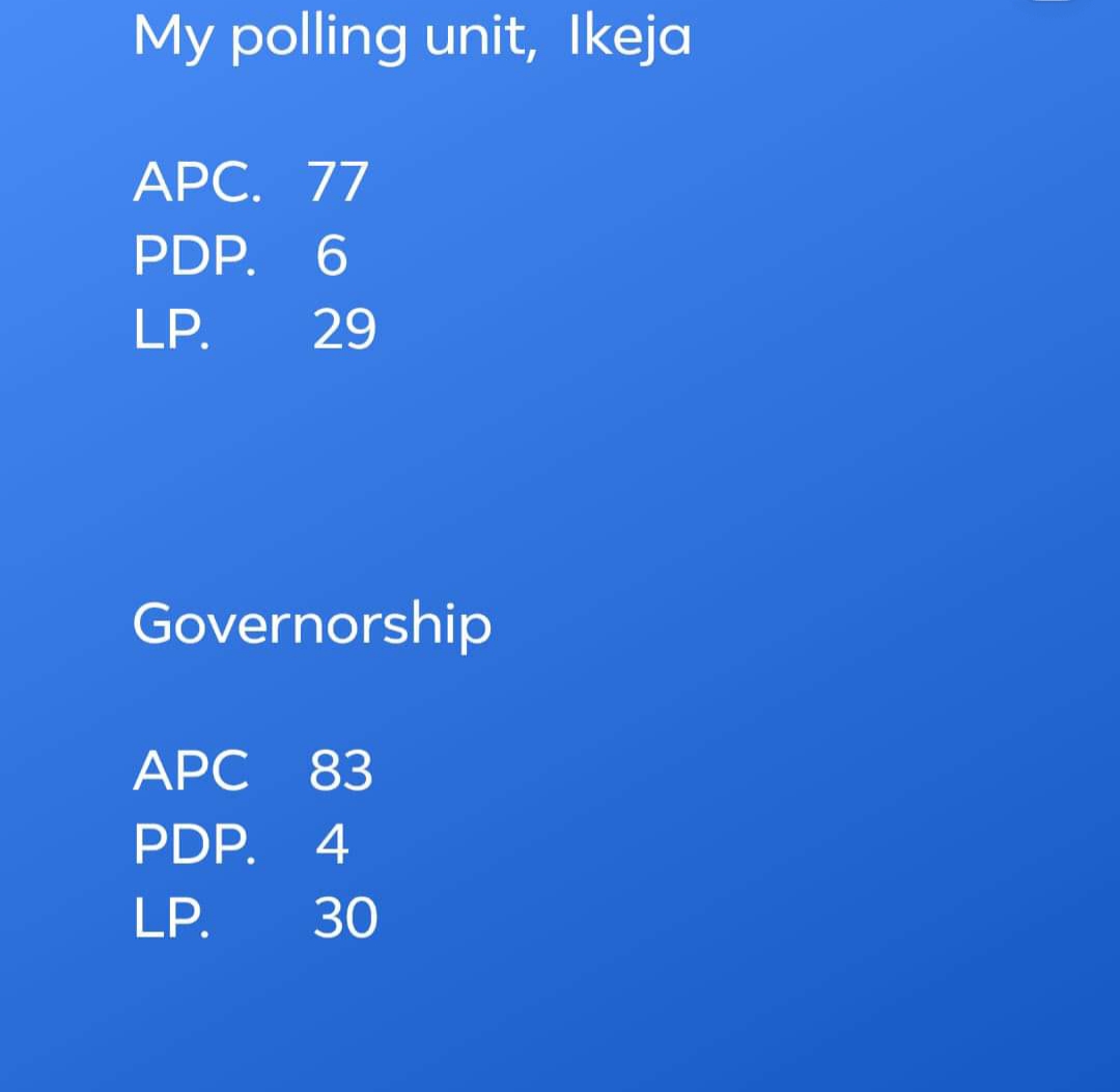 I have delivered my polling unit for you oga mi @jidesanwoolu The sons of the land have spoken.