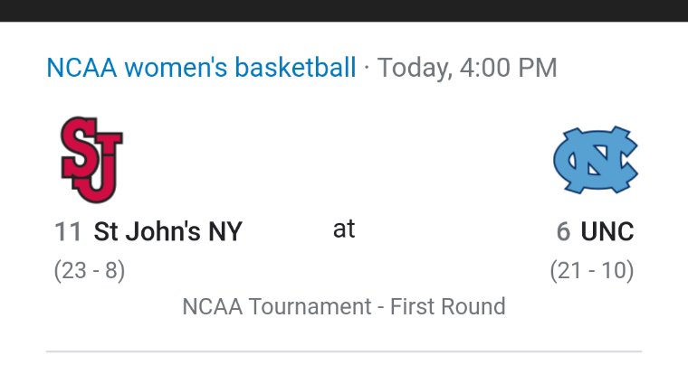 ST JOHNS women take on North Carolina today. GOOD LUCK #SJUWBB.  Not sure it's being televised. LET'S GO ST JOHN'S!!!🏀 #SJUBB