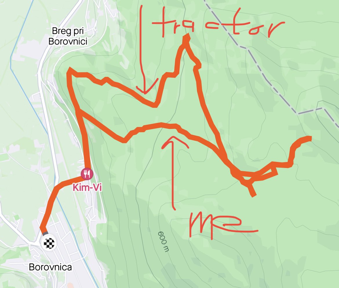 BustedSoles's tweet photo. Was fun to race a tractor downhill today. It took a longer path, but it’s still a motorised vehicle and I managed to beat it 🤩 https://t.co/obOhIMh5kK
