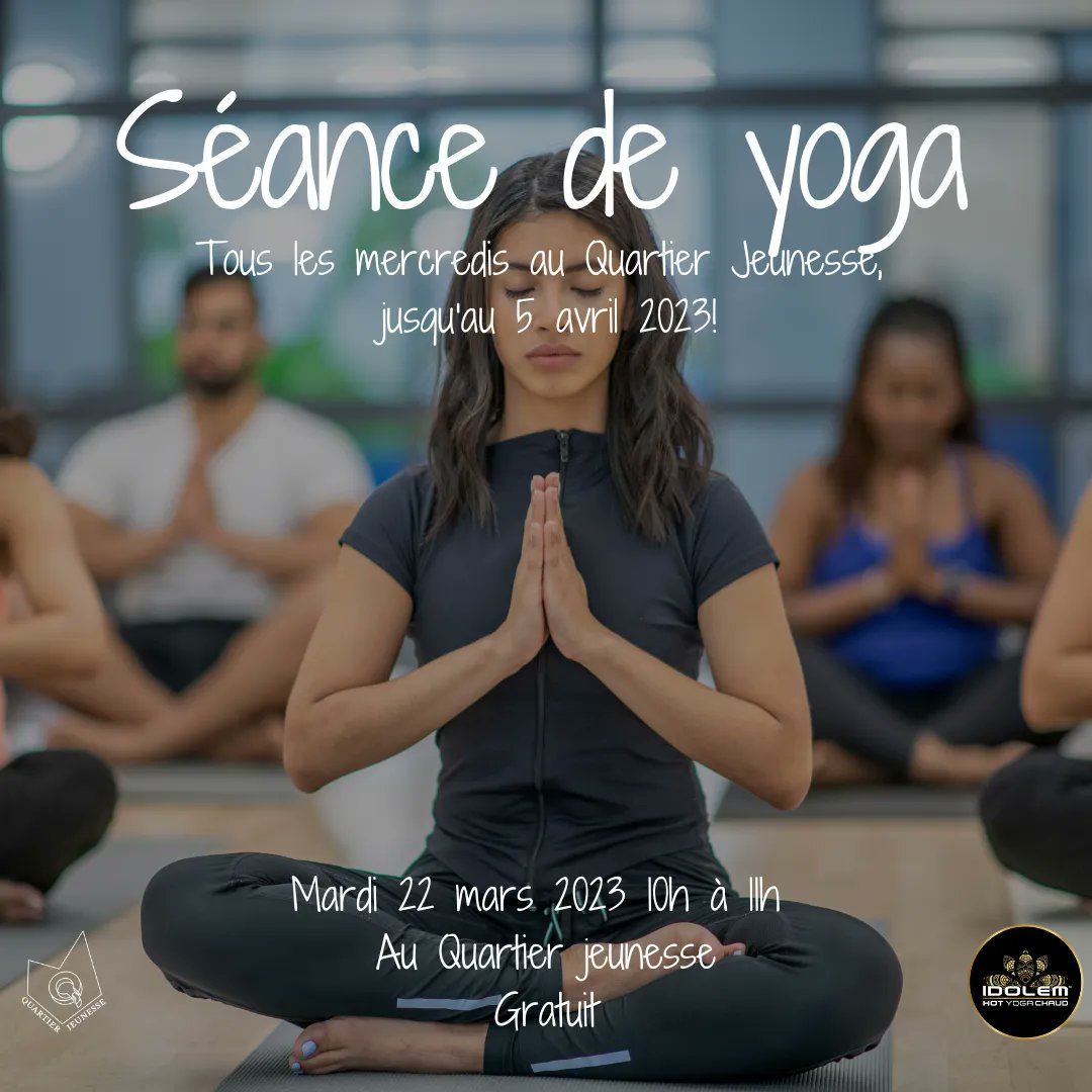 Venez vous reposer et pratiquer l'art du yoga avec Marilew Demers d'Idolem! Au Quartier Jeunesse, le 22 mars prochain dès 10h! 🙏🏼

Vous avez besoin de prendre un peu de temps pour vous dans un environnement inclusif et sécuritaire? 

Pour vous inscrire 👇🏽
cjemontreal.com/programmation/…