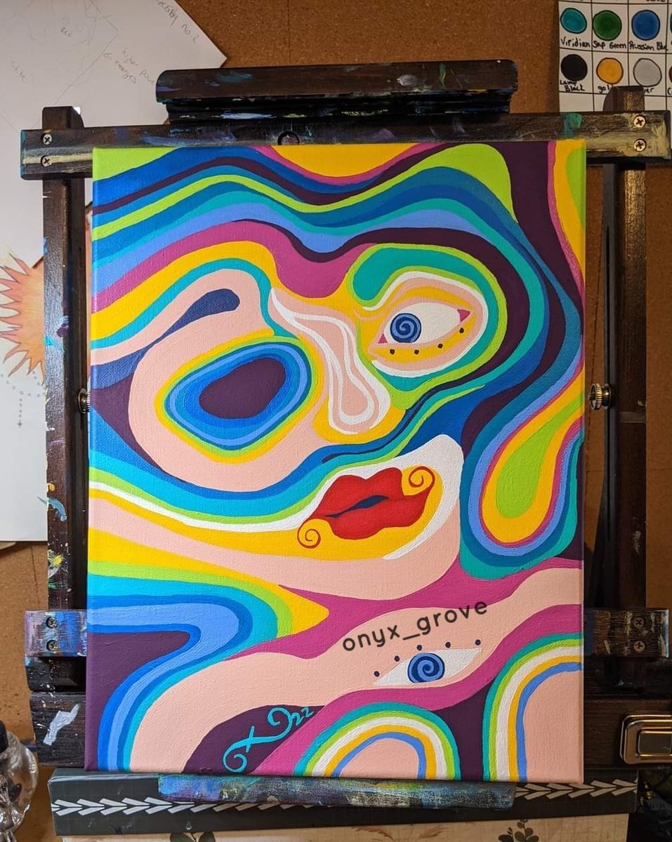 A year ago today Strong Chinned Mystic was finished! 
#art #artist #queercreators #artmoots #painting #abstract