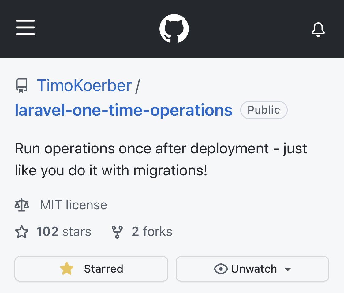 timokoerber's tweet image. Wow, 102 stars for my new Laravel package after only 7 days 😳

@laravelphp #laravelpackage