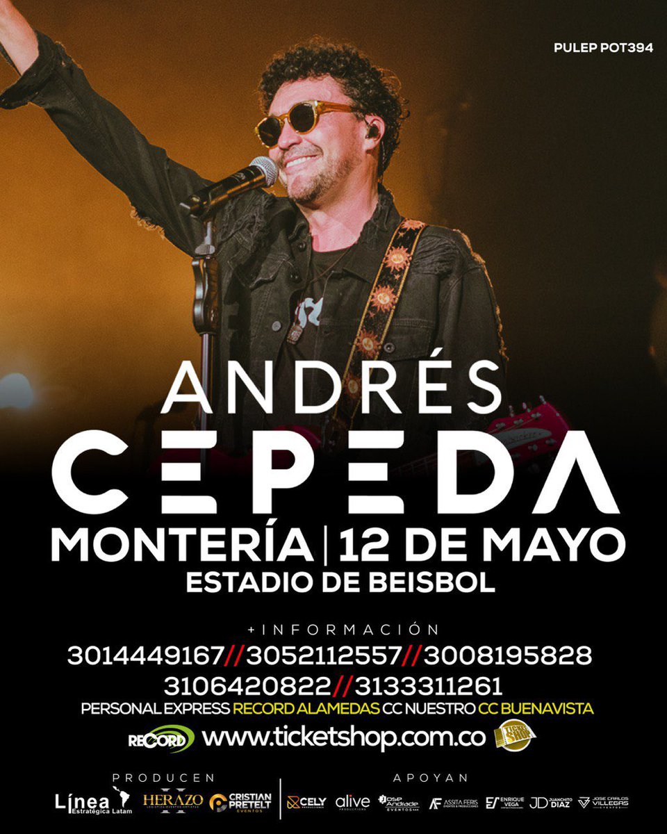 AssitaFeris's tweet photo. Este 12 de mayo en Montería un concierto imperdible, con el fantástico cantautor @andrescepeda, ya puedes adquirir tus entradas en https://t.co/TIkVlo3j7Q!

#Montería #ConciertosMontería #AndresCepeda https://t.co/YMYYFz1jHA