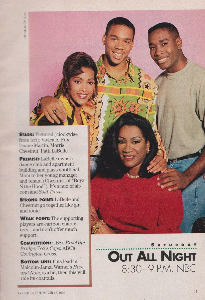 TVGFPI's tweet photo. OUT ALL NIGHT. 1992.
Vivica A. Fox, Duane Martin, Morris Chestnut, Patti LaBelle. #OutAllNight #TVGuide https://t.co/sIGKzp0ji8