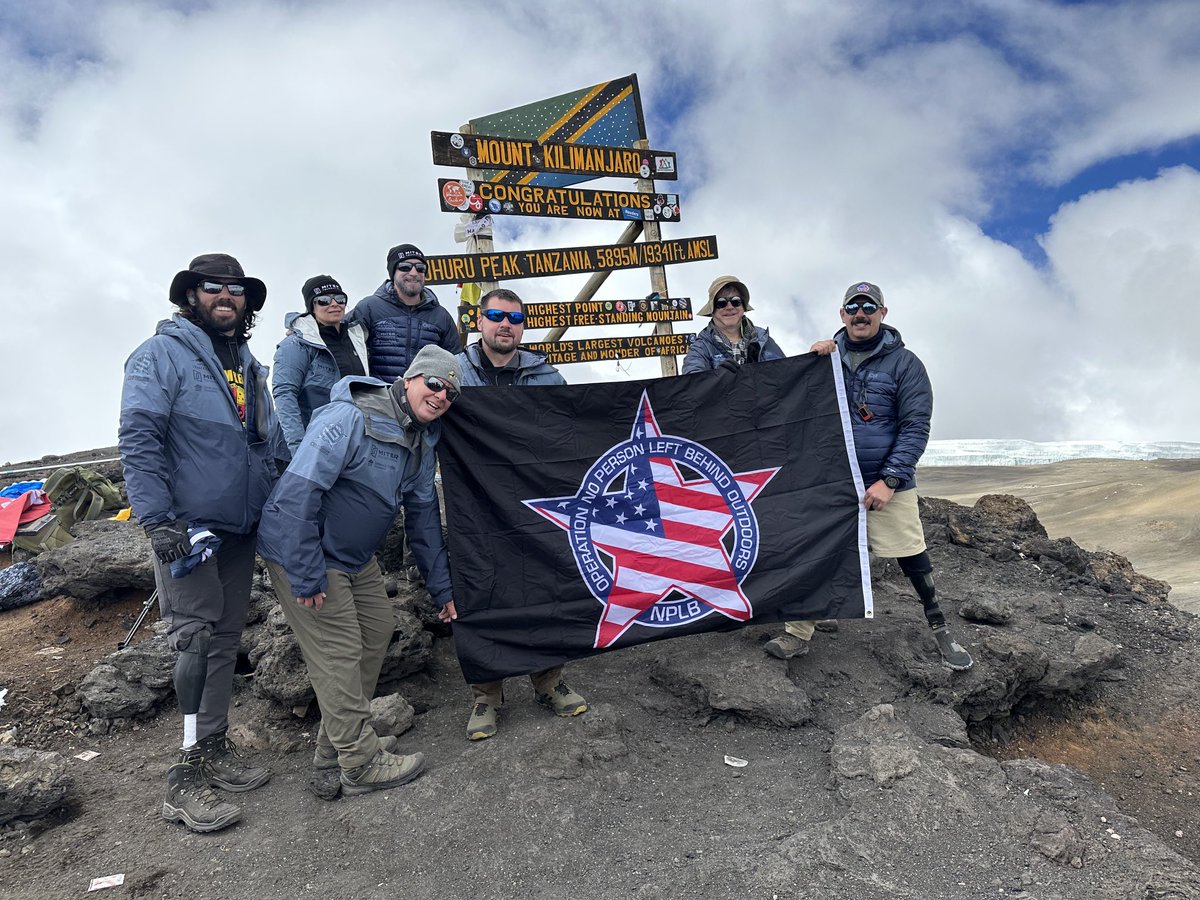 jaketapper's tweet photo. Congratulations to Sergeant (USMC, Retired) Adam Kisielewski and his team of ⁦@HomesForOurTrps⁩ veterans for climbing Kilimanjaro through NPLB Outdoors!! Incredible!!! https://t.co/9I7jff6WXK