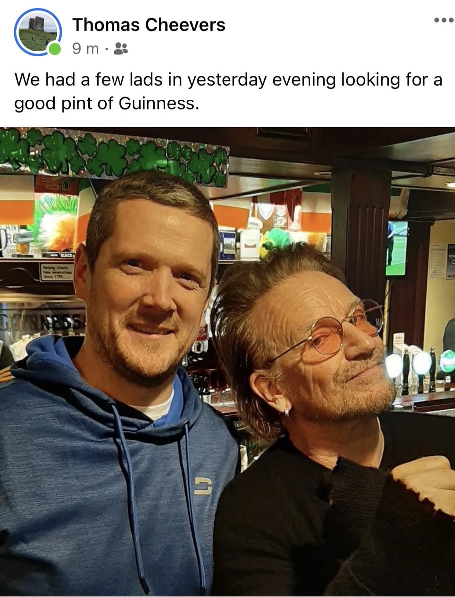 AlanCheeversFF's tweet photo. My Brother Opened his Pub in Moylough Thursday Evening shortly afterwards this chap walked in . 

#Rock Legend #Cheevers Moylough. https://t.co/TDIB3IxOaU