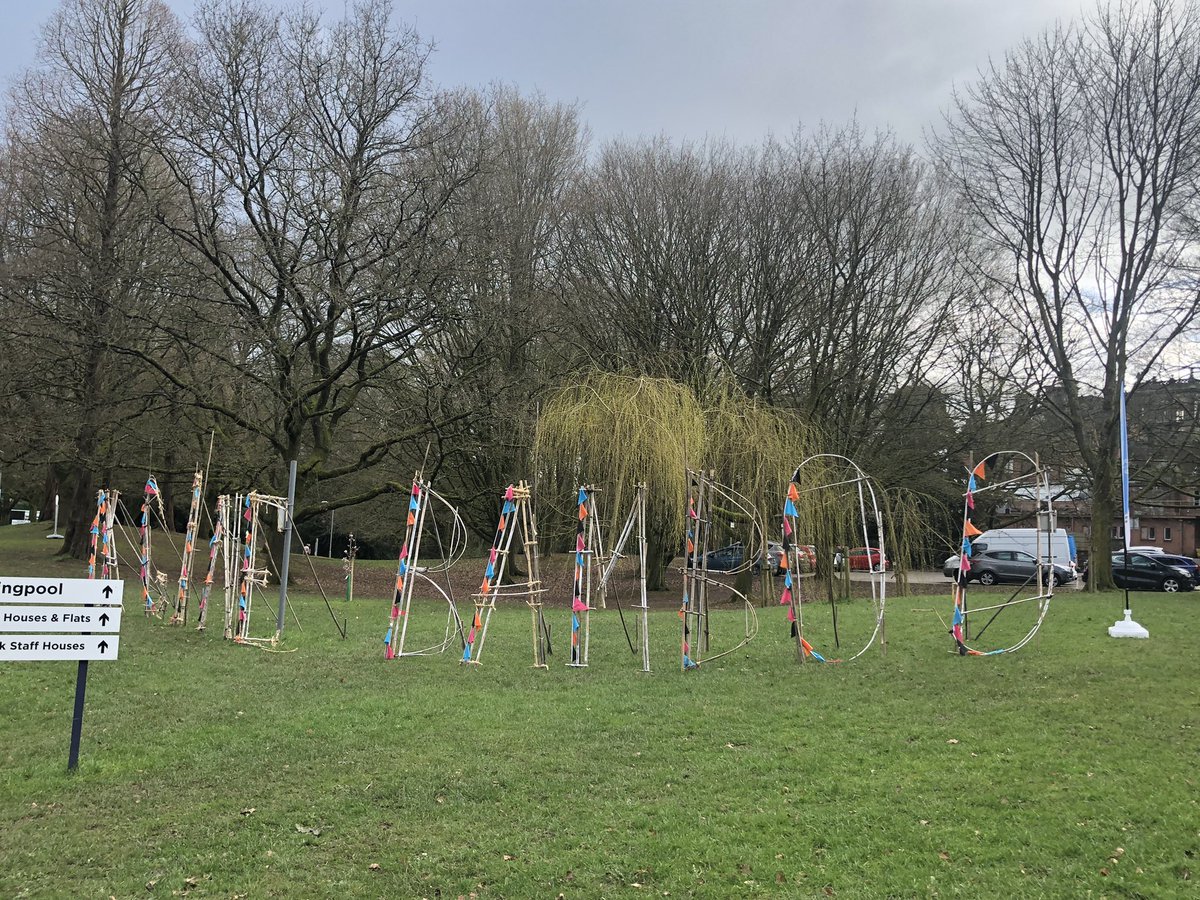 The successfully constructed bamboo arch and swing @KeeleUniversity makes for an impressive demonstration of bamboo’s potential as sustainable building material and carbon sink. Great partnership between @ArtsKeele @appetitestoke @ImagineerUK @AmigoniDavid (pictured) @GreenKeele