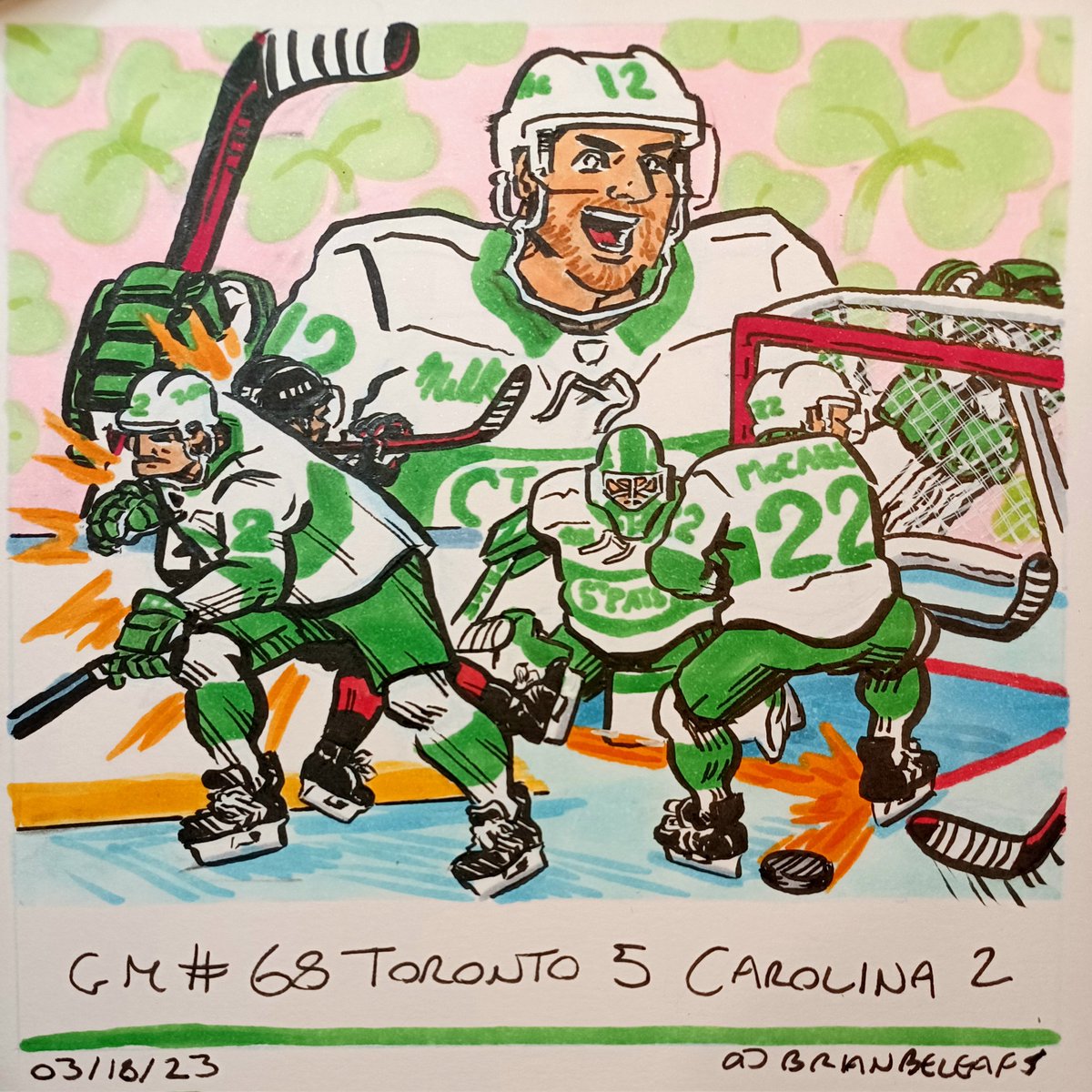 BrianBeLeafs's tweet photo. Game #68 Toronto 5 Carolina 2 #TorontoMapleLeafs #LeafsForever #LeafsNation #GoLeafsGo #StPats #TorontoStPats #ZachAstonReese #LukeSchenn #JakeMcCabe https://t.co/9PfrFoBCsk