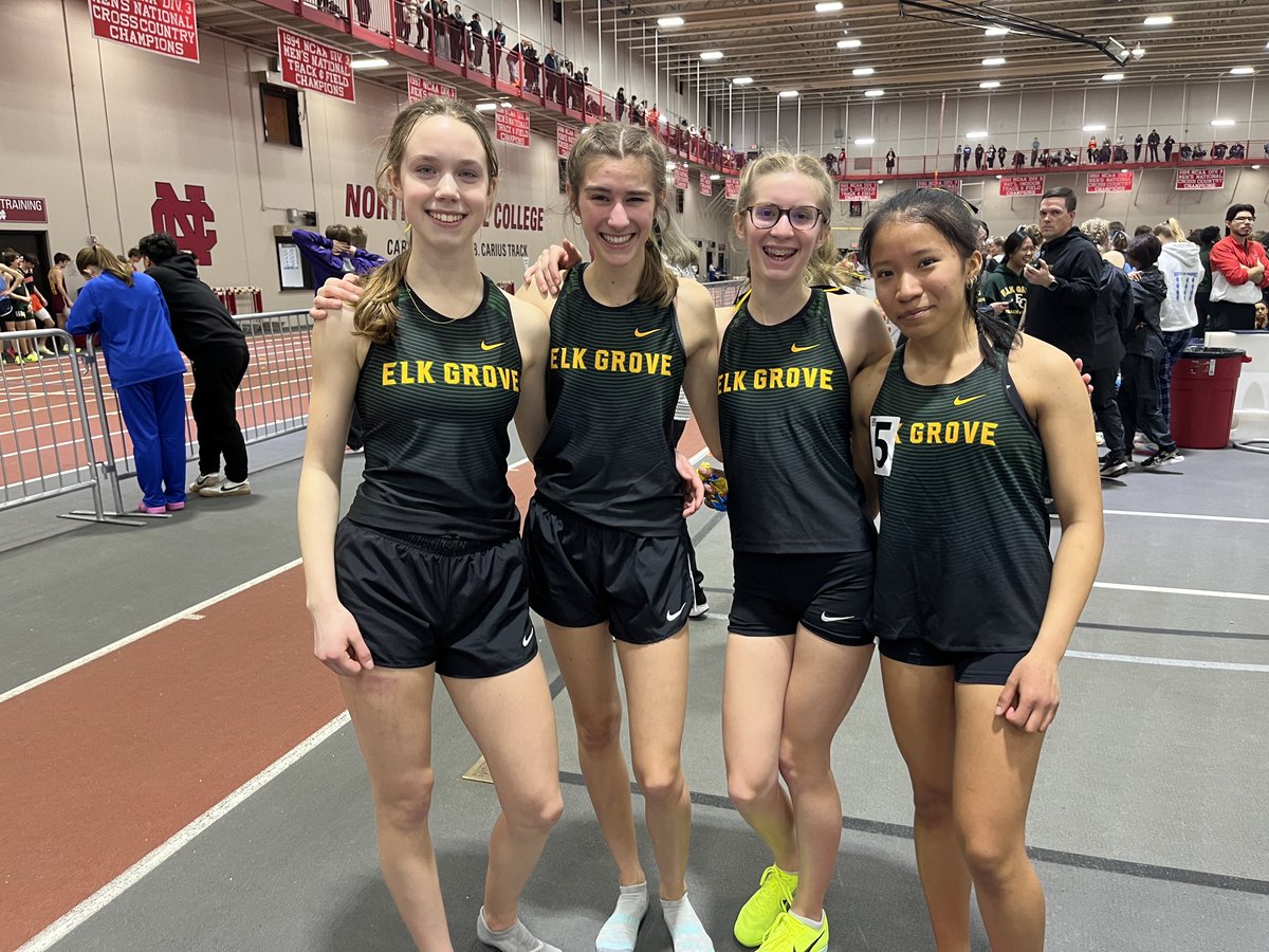 School Record in the 4x800, 10:07!! Emma Somenek, Delaney and Reagan Malone, and Kate Flores.