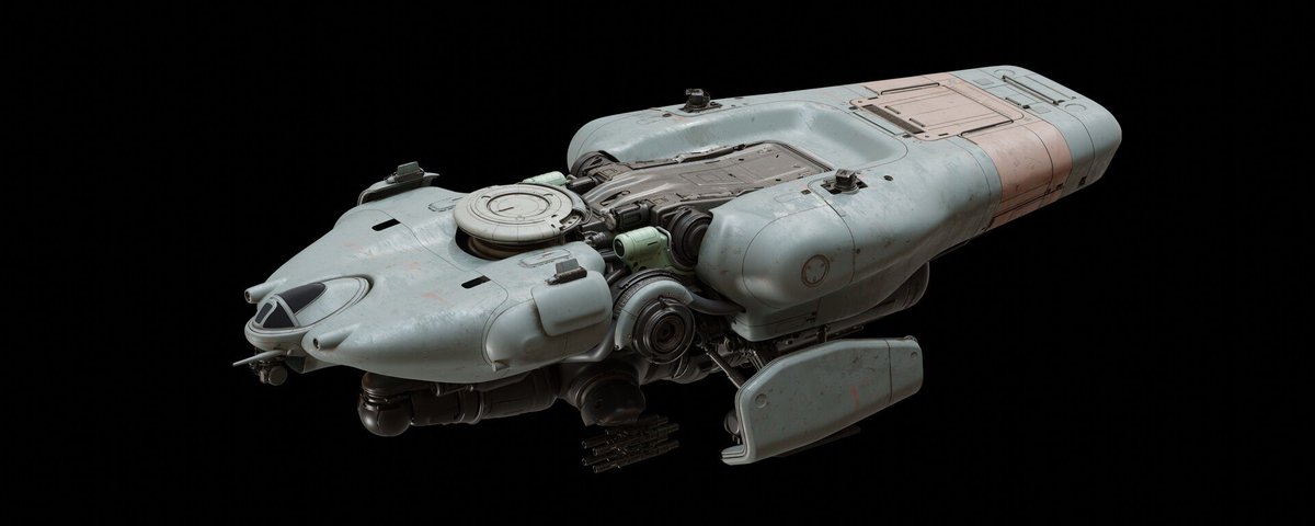 noaxdesign's tweet photo. Unfinished ship from last year! This was for a personal project that is still ongoing. This ship was supposed to scout through the massive underground pipe sections and map them. Think hovercraft from The Matrix but with a Ma.K twist.

#design #blender #concept #art #scifi https://t.co/FCNOAq70Gf