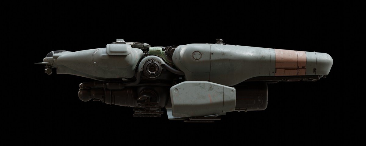 noaxdesign's tweet photo. Unfinished ship from last year! This was for a personal project that is still ongoing. This ship was supposed to scout through the massive underground pipe sections and map them. Think hovercraft from The Matrix but with a Ma.K twist.

#design #blender #concept #art #scifi https://t.co/FCNOAq70Gf