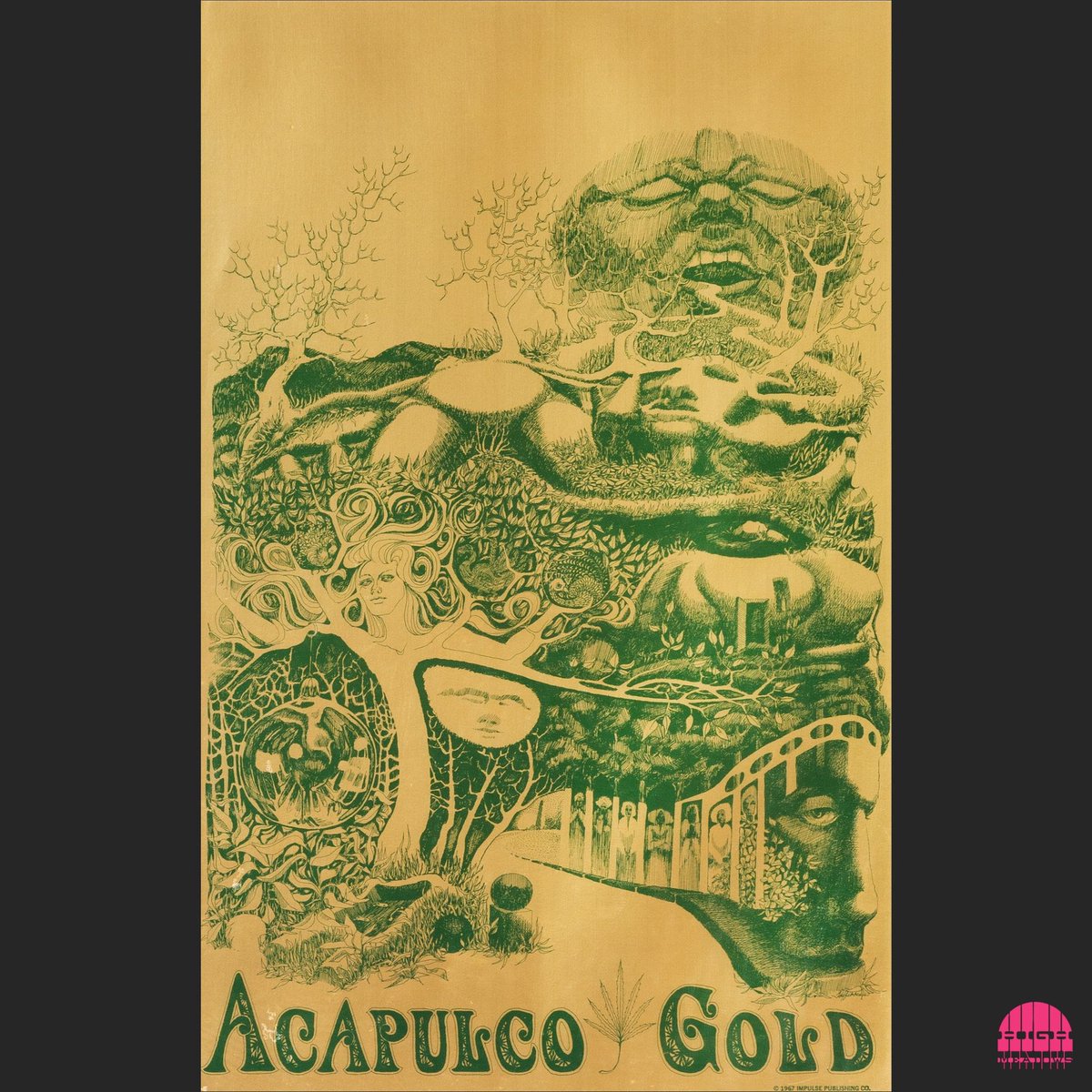 high_meadows's tweet photo. 'Acapulco Gold' by Greg Irons, 1967.

This wonderful stream of consciousness celebrating marijuana strain Acapulco Gold is fittingly printed on gold, metallic paper.

#GregIrons #AcapulcoGold #Marijuana #MetallicPaper https://t.co/q8TCXxHJAD