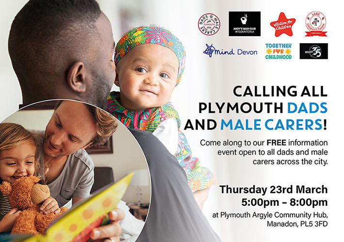plymouthcc's tweet photo. Calling all dads and male carers with children under 11 in #Plymouth!🙋‍♂️ 

Come along to a free event run by @actnforchildren:
📅Thursday 23 March 
⌚5pm to 8pm 
📍Plymouth Argyle Community Hub

For more info, please call 07971094826 or email GreenArkCC@actionforchildren.org.uk https://t.co/BjfQVxWFq6