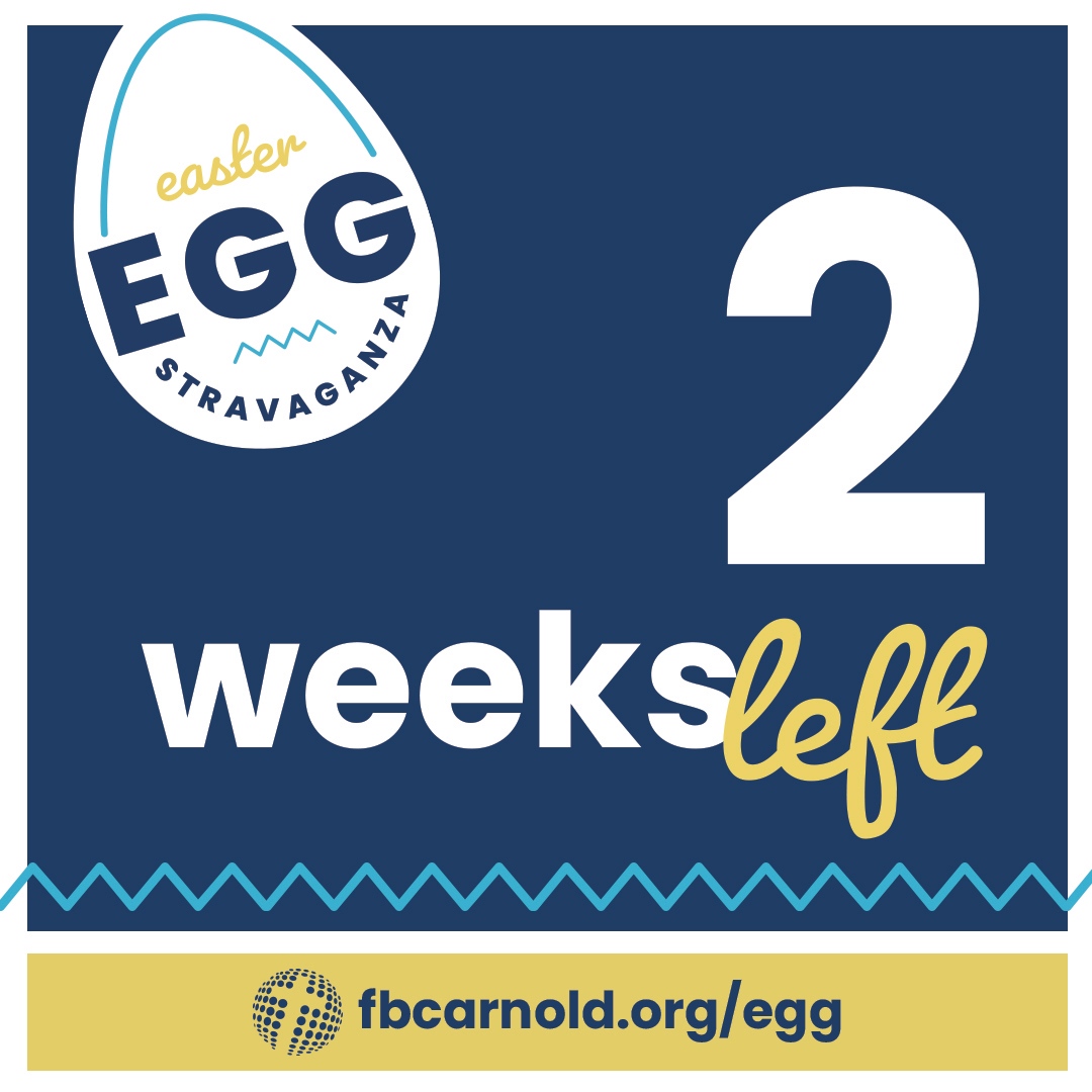 FBCArnold's tweet photo. We are officially 2 weeks away from this year's Easter Eggstravaganza!  However, there are only 2 days left to register as a volunteer.  Head over to https://t.co/dmmdkoY6sU and sign up for one of our 7 locations and help make a difference in our community this Easter! https://t.co/uqR4Ucoo7S