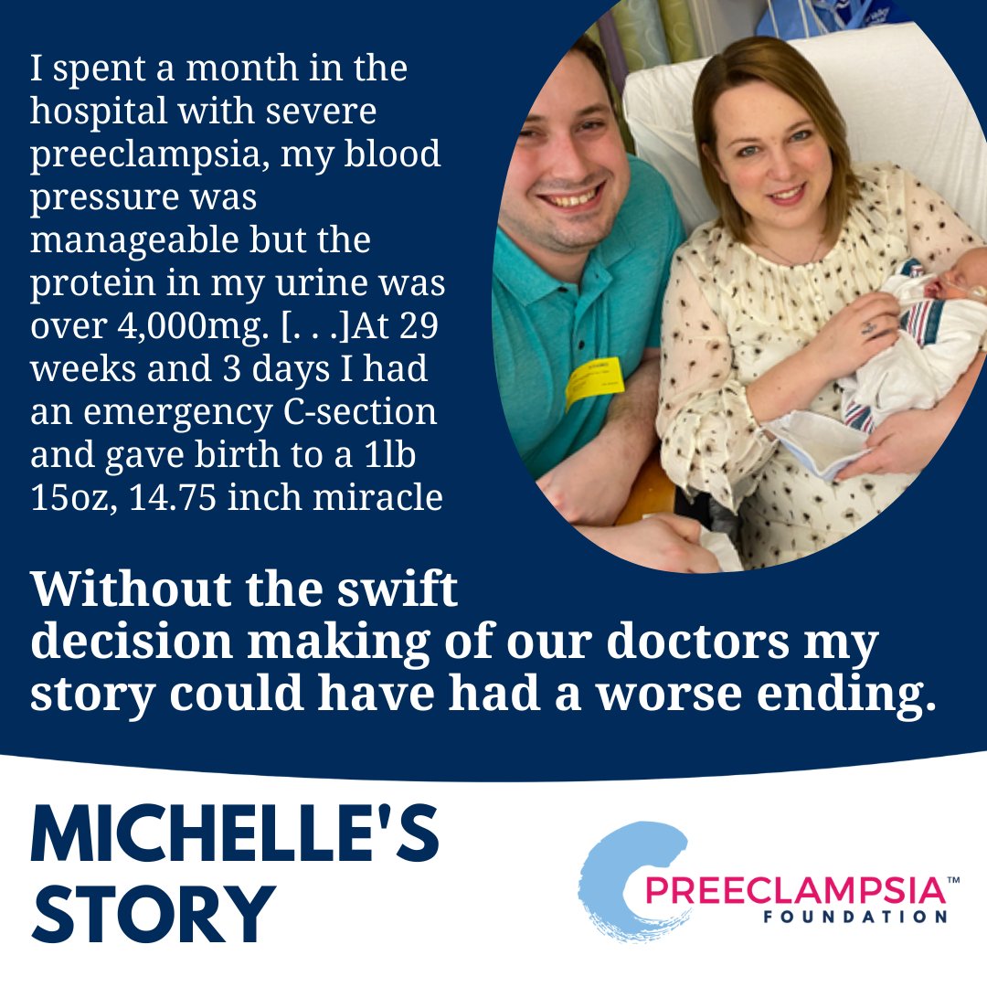 preeclampsia's tweet photo. For today’s #StorySaturday we are sharing Michelle’s story with #preeclampsia #iugr #emergencycsection #nicu #29weeker “I spent a month in the hospital w/severe preeclampsia, my blood pressure was manageable but the protein in my urine was over 4,000mg!" https://t.co/QmRoPdMCQH https://t.co/yxMqTCeWBE
