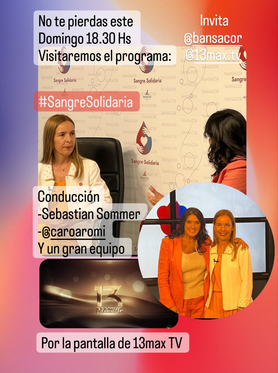 fpensarctes's tweet photo. Agendá
#SangreSolidaria por la pantalla de 13max TV 
Domingo 18.30 hs https://t.co/4SW7lK1dz9