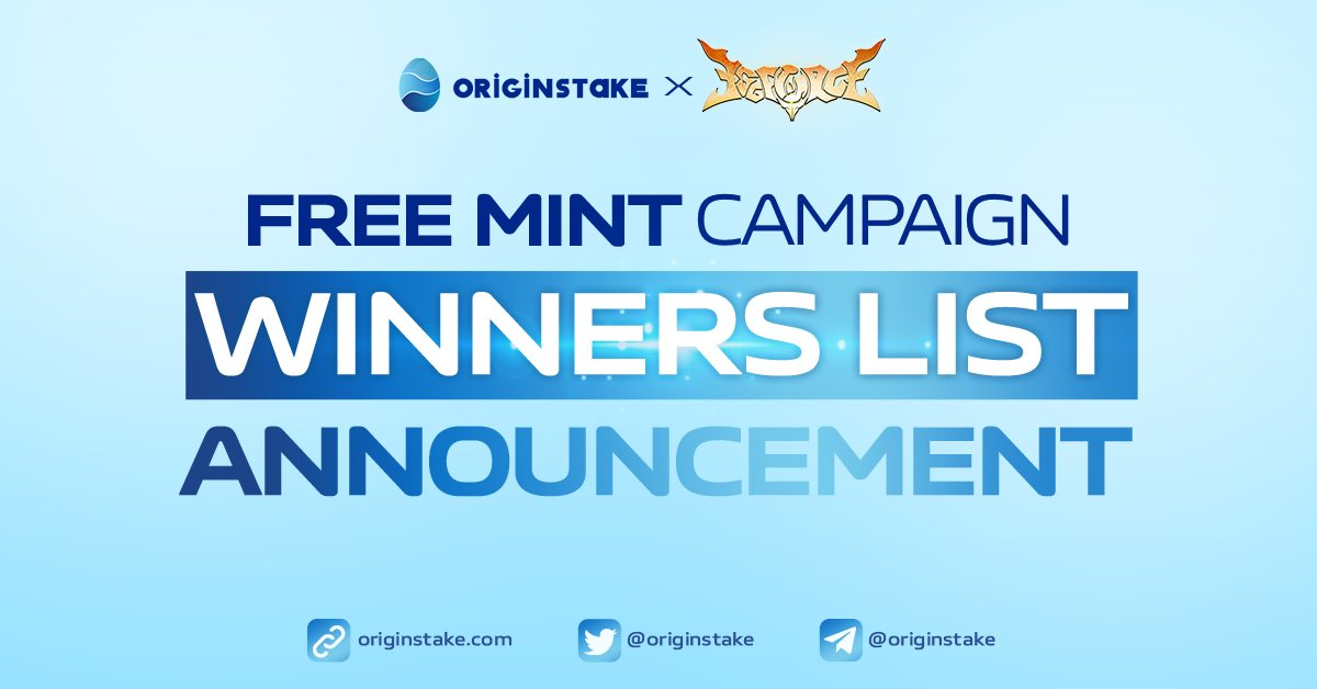 🥳Congratulations to the Winners of OriginStake x <a href="/EggForceNFT/">EggForceNFT</a> : Free Mint Campaign!

Your support and enthusiasm mean so much to us, and we truly appreciate your involvement in making this campaign a success.

Let’s see the Winners List below 👇

#originstake #eggforcenft