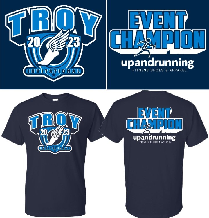 One week from today we are hosting the Troy Up &amp; Running Invitational! Once again, each champion will be presented with these Event Champion shirts thanks to our sponsor, <a href="/upandrunningOH/">Up and Running OH</a> 
Excited to get the meet season started!!!