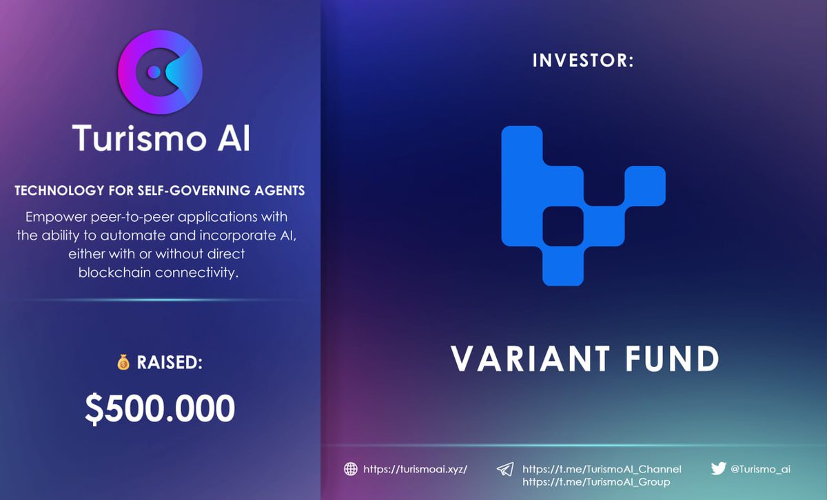 After being listed on <a href="/CoinMarketCap/">CoinMarketCap</a> &amp; <a href="/coingecko/">CoinGecko</a> yesterday, <a href="/Turismo_ai/">Arbitrum Turismo AI (💙,🧡)</a> has done very well on its price, now entering the price discovery phase🚀

The project has also secured a $500K investment from Variant Fund!🔥

Keep an eye on $TURAI &amp; stay tuned!👀

#Sponsored #NFA