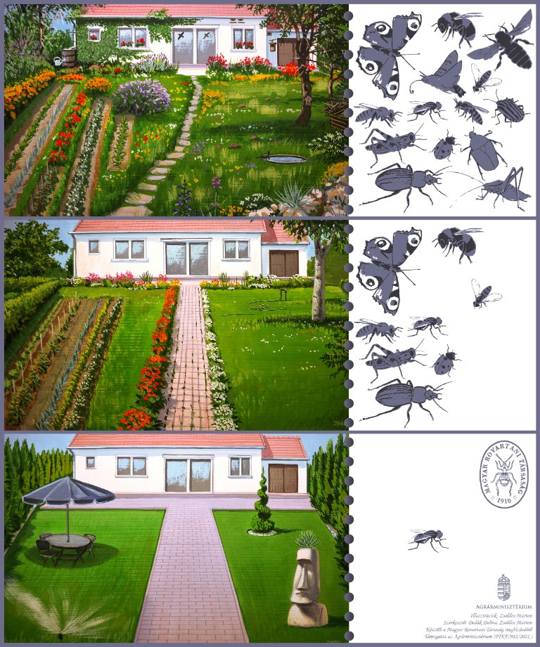 The Hungarian Entomological Society recently posted this image highlighting the importance of diverse yards and the decline in insect diversity when shifting to monoculture. #PlantNativePlants #biodiversity