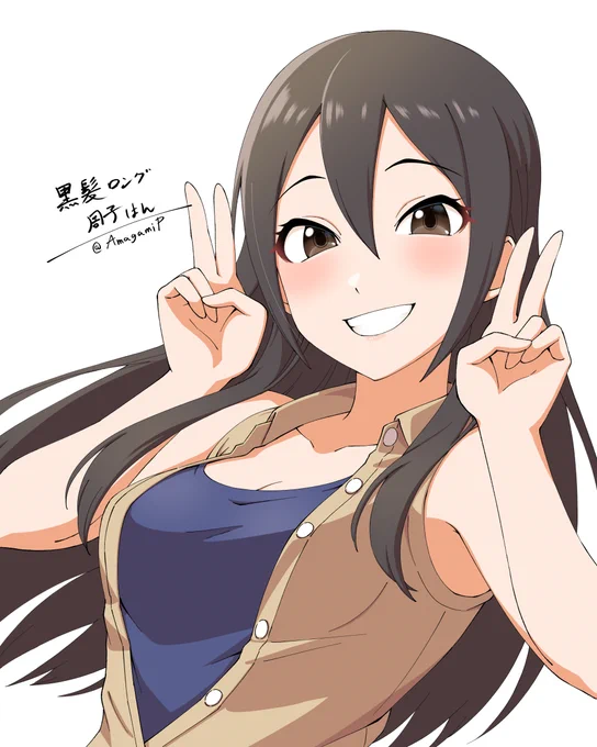 練習描きで黒髪ロング周子ちゃん描いてた^^ 