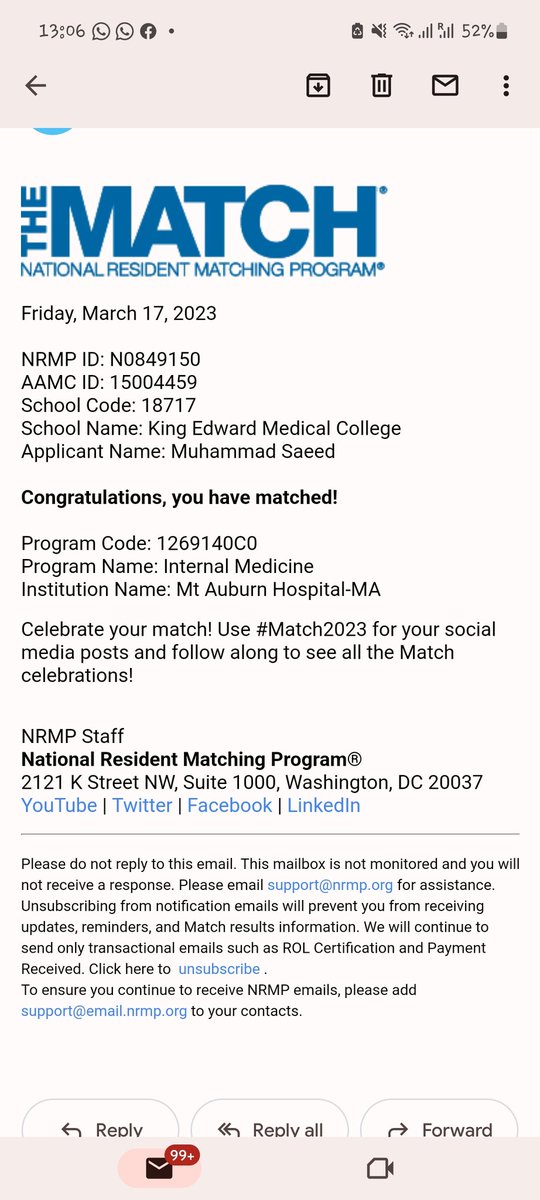 Excited to join the amazing team at <a href="/MAHIMRes/">Mount Auburn Hospital Internal Medicine Residency</a> as a categorical resident this summer. Could not have done it without the support of family, friends and my mentors.
#Match2023