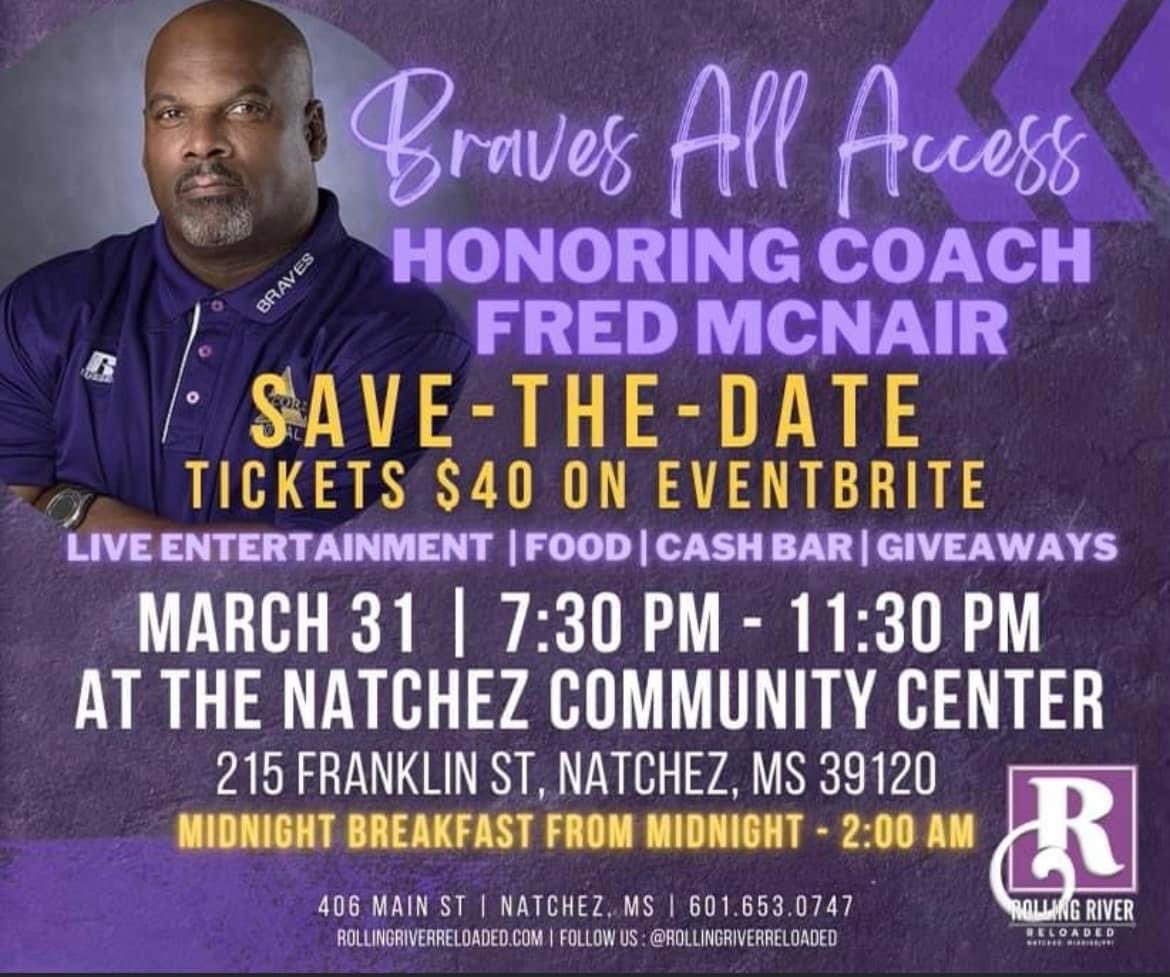 Check out 'Rolling out with the Braves' on Eventbrite! Date: Fri, Mar 31 • 7:30 PM CDT Location: 215 Franklin Street, Natchez, MS 39120 eventbrite.com/e/rolling-out-…