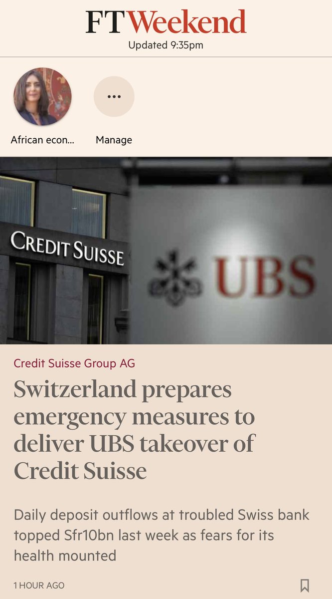 Nun wird 15 Jahre nach der Finanzkrise klar, dass das Too-big-to-fail-Problem nicht gelöst ist. Und was macht man? Man baut ein noch grösseres Monster.

Was, wenn dieses auch irgendwann  taumelt? #CreditSuisse