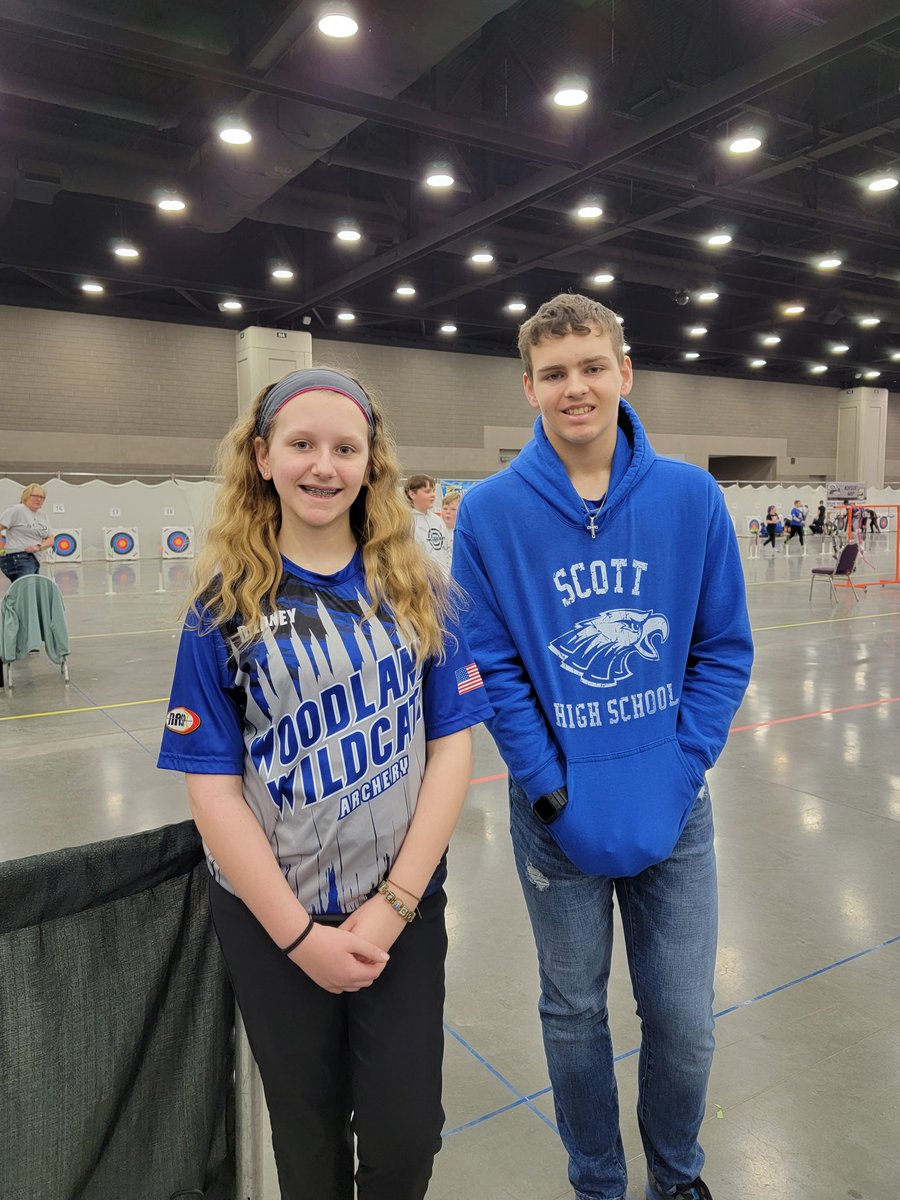 miranda_getz's tweet photo. State Archery Tournament day. Larken shot at 9am with his personal best of 257(even with throwing up twice due to nerves and maybe some food poisoning).
Delaney was up next at 12pm. She ended her day with a 258.  So proud of both of them!! #ScottEagles #WMSWildcats #archery https://t.co/8coa6bXFoN