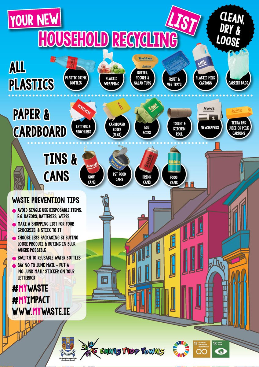 For @GlbRecyclingDay check out our updated flyer showcasing the range of household items that can be recycled #mywaste #myimpact #SDG12 Remember, best to avoid, reduce and reuse first ♻️♻️♻️