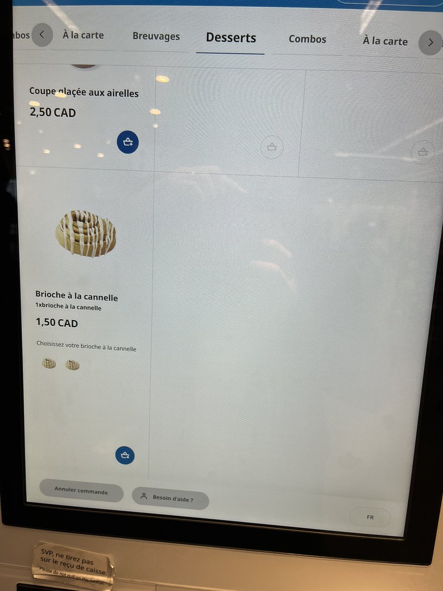 BenBSAV's tweet photo. @IKEACASupport bonjour, est ce que c'est normal que les bornes de commande présentent des photos d'un produit (friandise végétale surgelée aux fraises en coupe) qui n'est pas disponible à la commande, cf photos du menu ? https://t.co/roneIAkSzA
