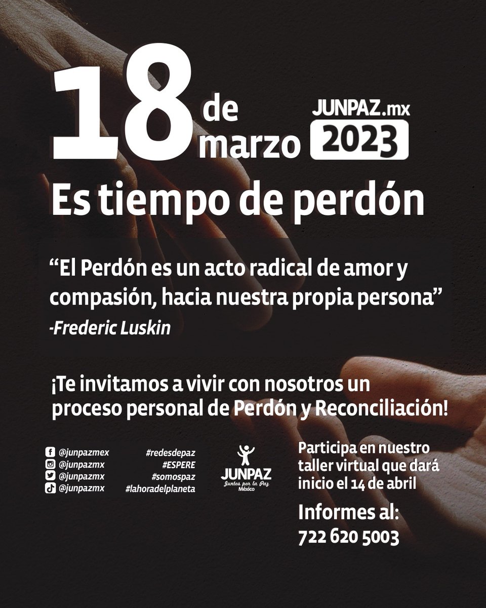 junpazmx's tweet photo. El Perdón no borra el pasado, pero si nos libera de su carga. Si quieres sanar relaciones y avanzar en paz, aprende a perdonar.
.
.
.
.
.
.
#perdonar #reconciliar #paz #redesdepaz #somospaz #junpazmx https://t.co/N4nQI6z7kN