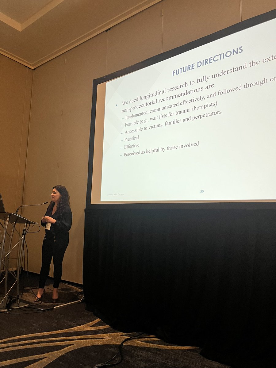 LMalloy's tweet image. Stephanie “I don’t need my slides up to start my talk like you mere mortals” Block giving an excellent presentation on non-prosecutorial outcomes in CSA cases #APLS2023