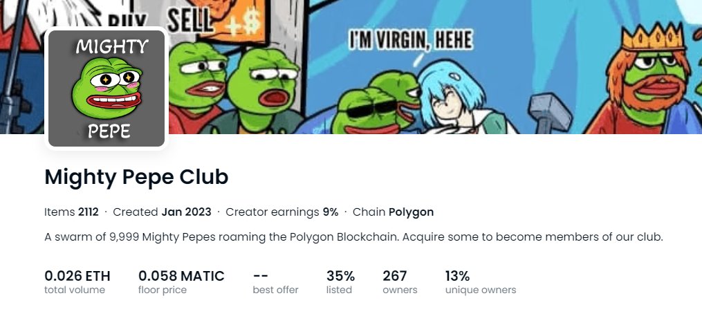 Mighty Pepe Club ( SOLDOUT ) tweet media