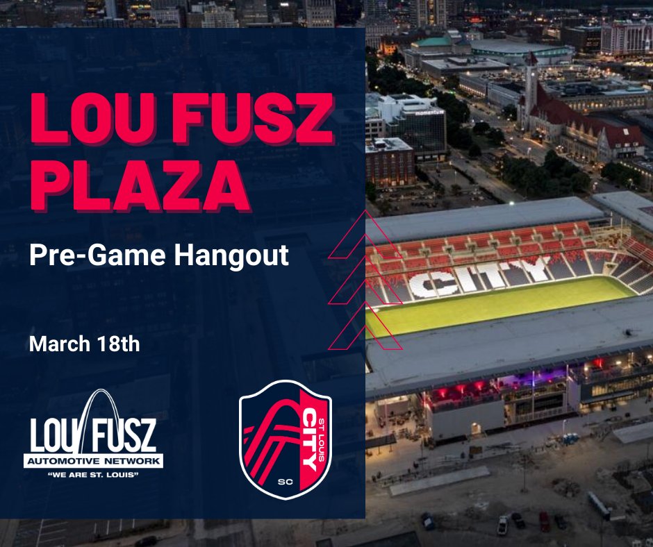 The party is starting soon! Stop by Lou Fusz Plaza before today's game for fun, giveaways, music, and more! 

#wearestlouis #loufuszautomotivenetwork #stl #stlcitysc #soccer #mls #loufusz #fuszfamily #newcar #sales
