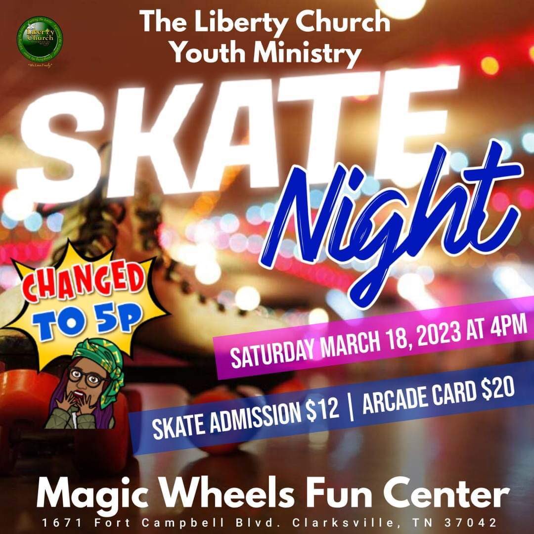 TIME CHANGE!!!!!!!
Please Join us tonight @5p-7p for Skate Night at Magic Wheels! There will be fellowship and arcade games for those who opt not to skate!
#Educated #Bringthemkids #Youth #FamilyFun #Community #Jesus #Weekendvibes #Skate #WeLoveFreely #WhereMiralcesHappen