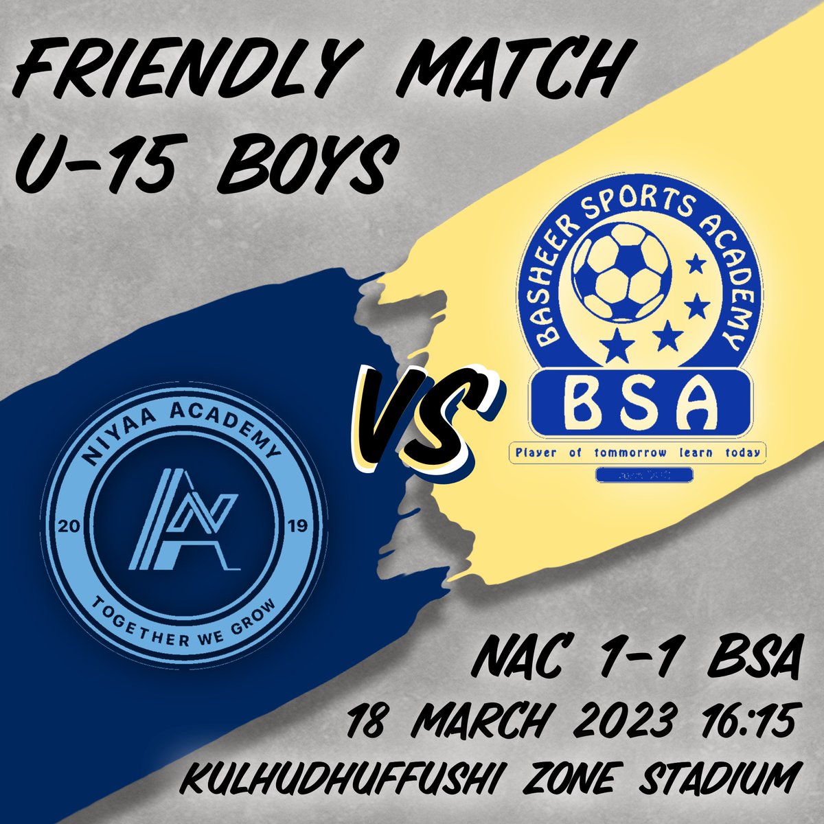 What a thriller! The match ends in a draw! 
Basheer Sports Academy 👏🏼 

NAC 1 - 1 BSA

Thankful for the endless support! 💙

#TogetherWeGrow