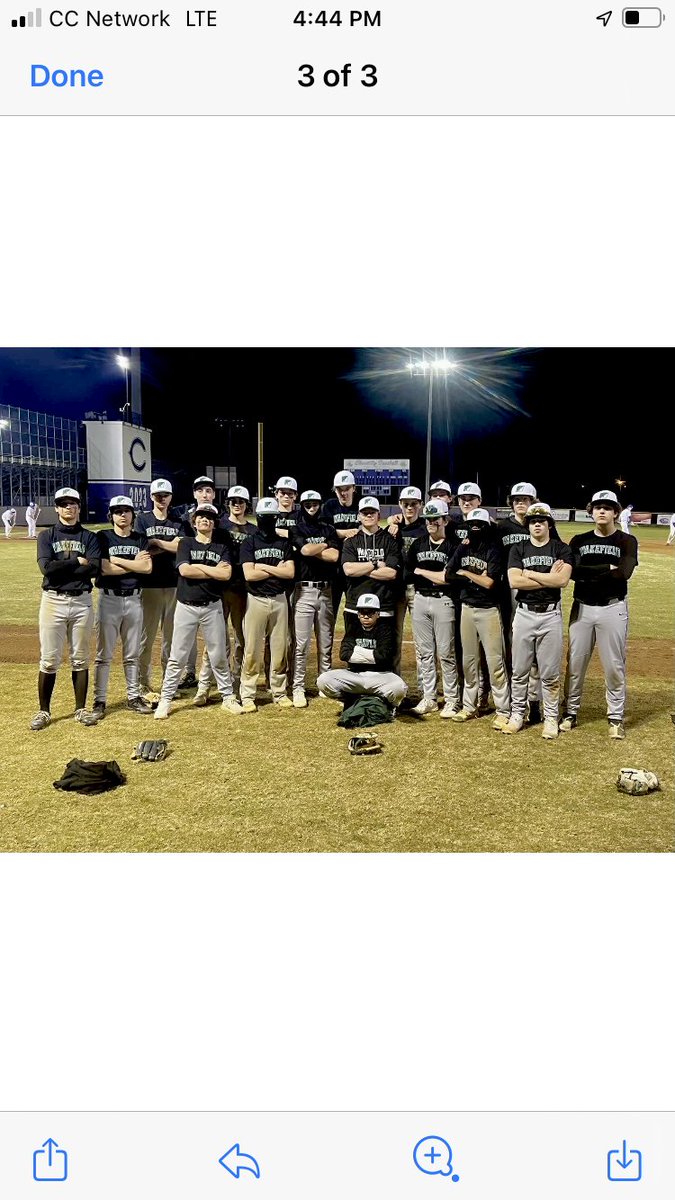 WakeHSBaseball's tweet photo. Wakefield Coach Joey Mazel and his JV Warriors pose proudly after an impressive road win Friday night over Chantilly. https://t.co/zhv2MyPCld
