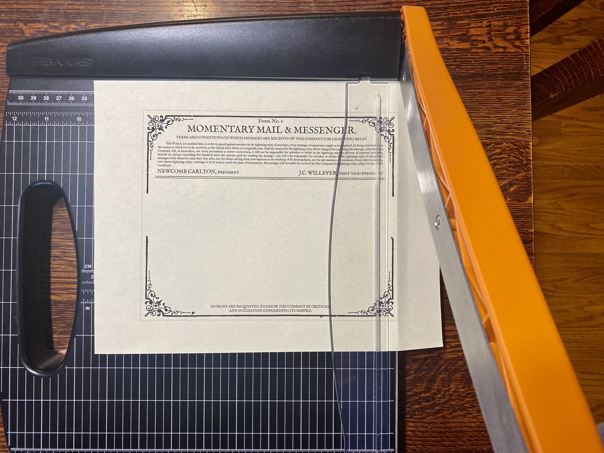 ericremyjordan's tweet photo. 9/ Next you want to cut along these light grey lines to cut the telegram out. I find that a paper cutter is a great investment if you plan on making a lot of paper #ephmera #dnd props. If you don’t have one, scissors or an exacto knife will do #dungeonsanddragons #dungeonmaster https://t.co/chfm7jsTac