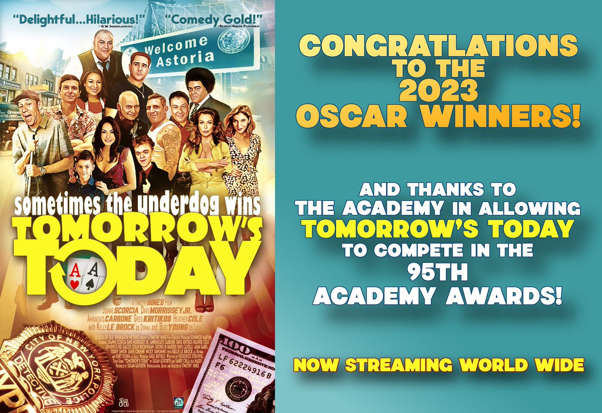 SusanGoforth's tweet photo. Tomorrow's Today is a very funny comedy like Only Murders In The Building! It was super fun, arduous and rewarding to complete this film and compete in this year's 95th Academy Awards. My sincerest thanks to @TheAcademy for including Tomorrow's Today in this year's Oscars.🤩 https://t.co/ihXFizXNdw