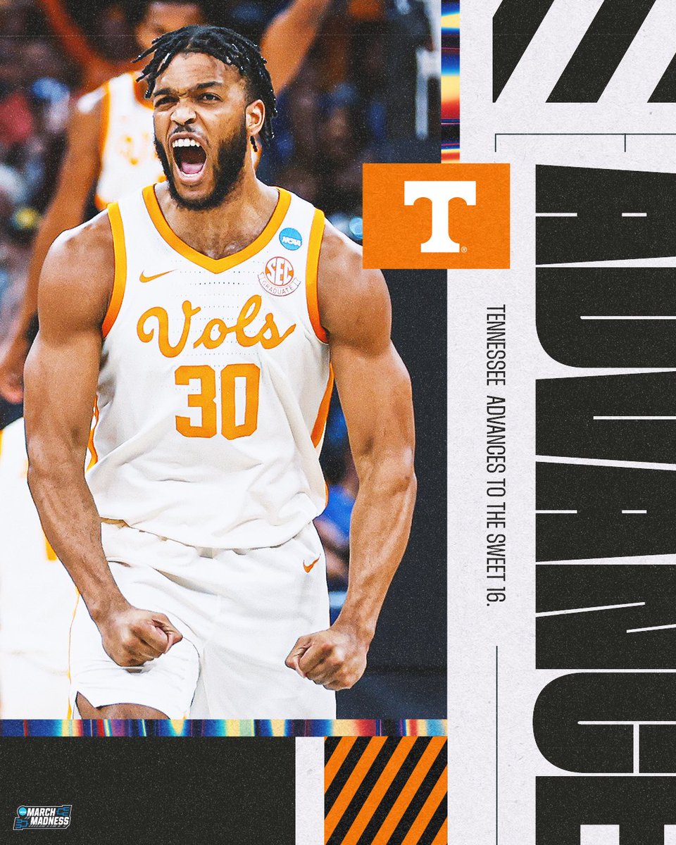 (4) TENNESSEE ADVANCES 👏

The Vols outlast (5) Duke 65-52 to move on to the Sweet 16! #MarchMadness