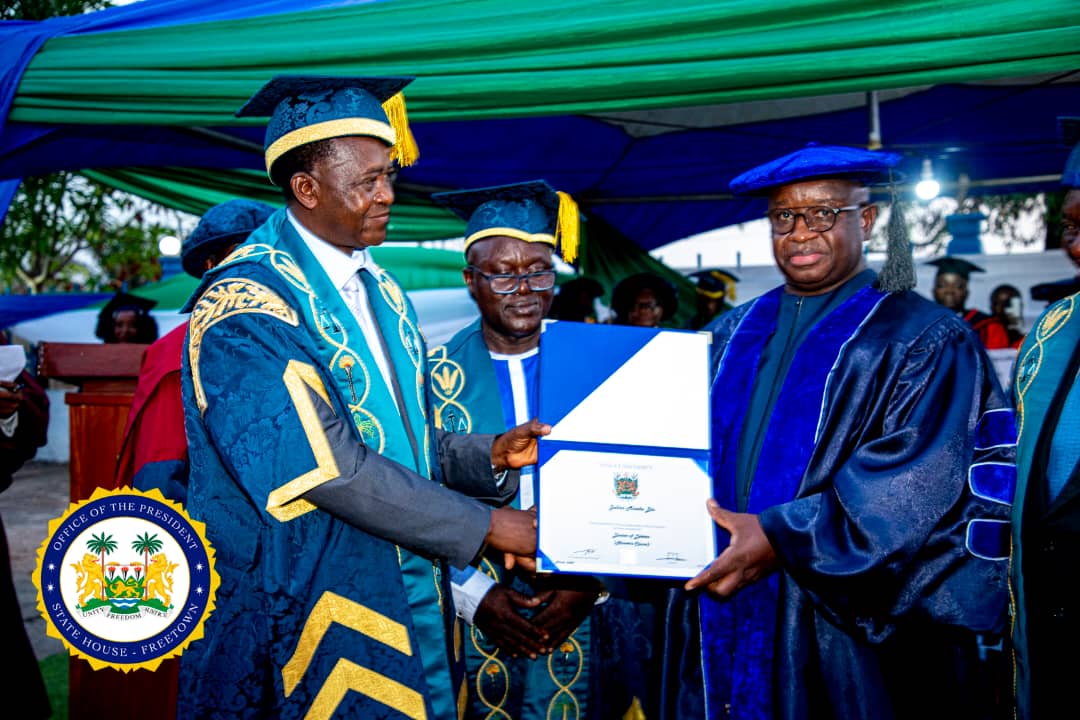 Keketoma_Sandi's tweet photo. On Friday 17th March, Njala University conferred the degree of Doctors of Letters (D.Litt) Honoris Causa, on @PresidentBio for his remarkable achievements in education and outstanding leadership in public service.
#CongratulationsBoss https://t.co/MrU8BZMSrP