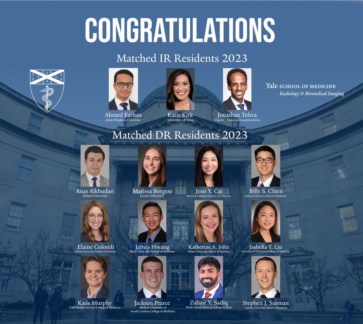 YaleRadiology's tweet image. Check out some pics from our inaugural MATCH REVEAL celebration where we officially unveiled our newly matched DR and Integrated IR trainees to our Department 🥳🤩Welcome to the @YaleRadiology &amp;amp; @Yale_IR family!! #Match2023 #RadRes #iRadRes #FutureIsBright #MedTwitter @YaleRadRes