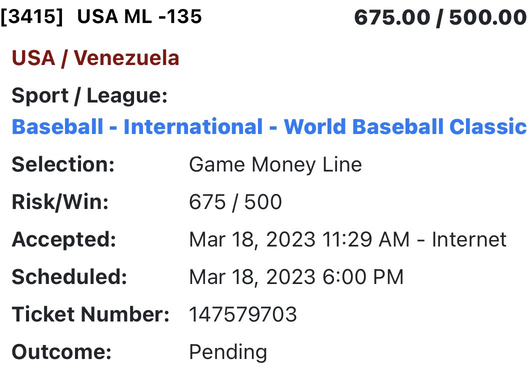 John Murges on Twitter "USA vs. Venezuela WBC"